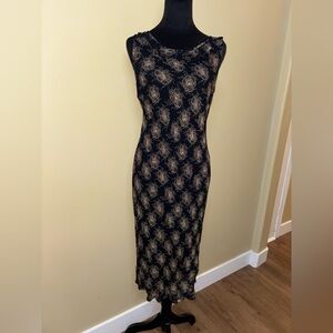 Style & Co Black and Gold Floral Midi Dress